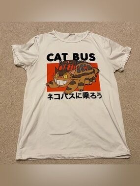 Studio Ghibli My Neighbor Totoro cat bus Japanese anime t shirt, womens size M